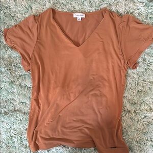 Calvin Klein Women's Tan V-Neck Top